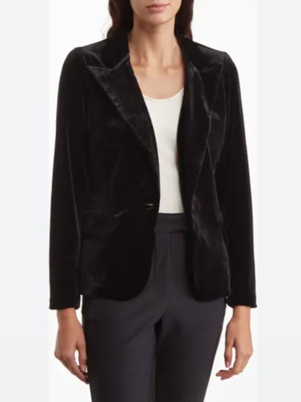 DR2 by Danielle Rainn Peak Lapel Velvet Blazer Black Women's Medium NWT